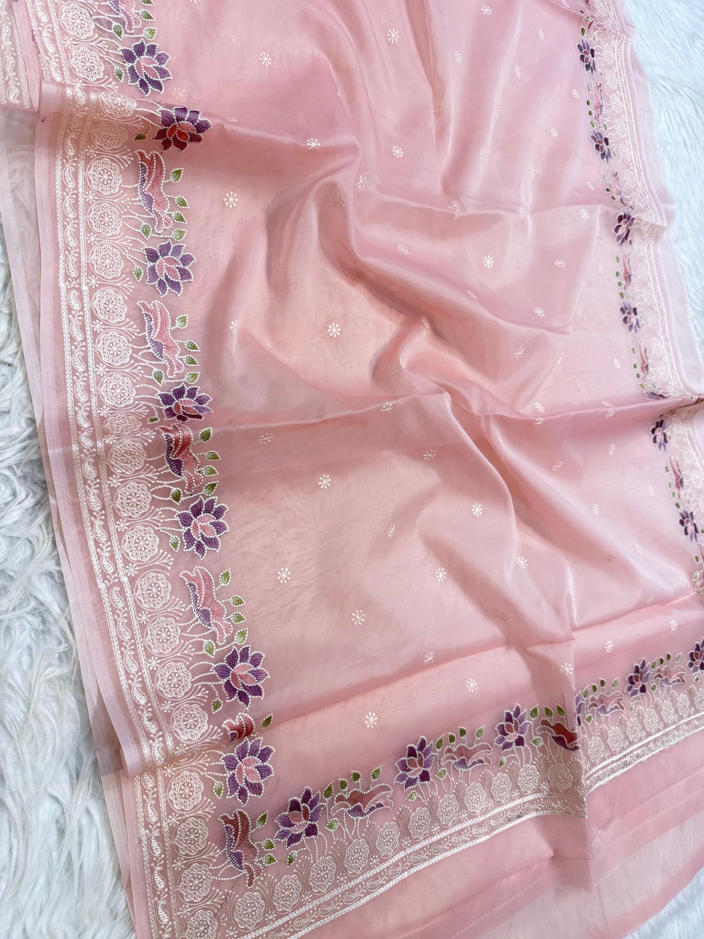 Banarasi kora organza embroidery saree