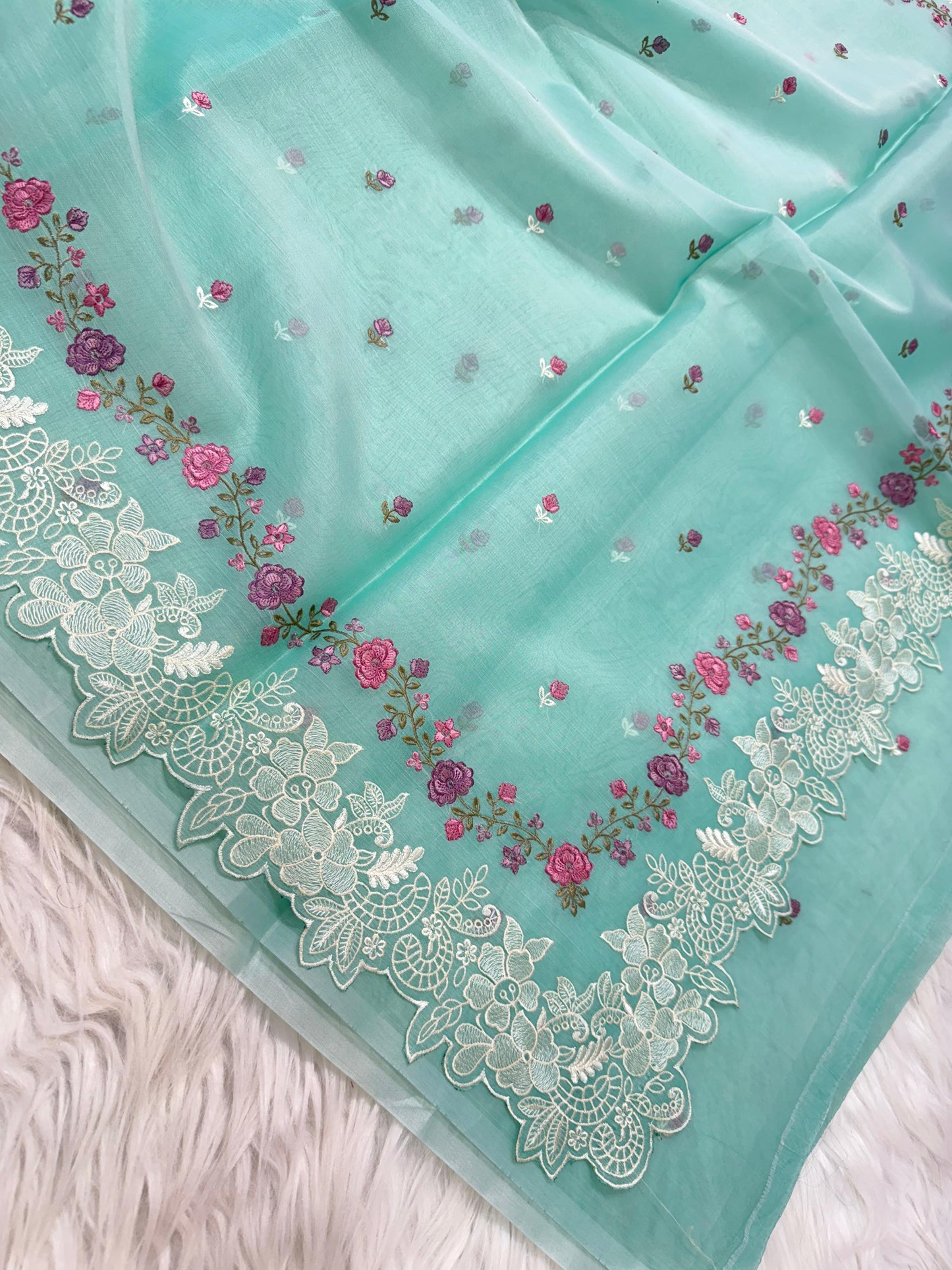 Banarasi kora organza embroidery saree