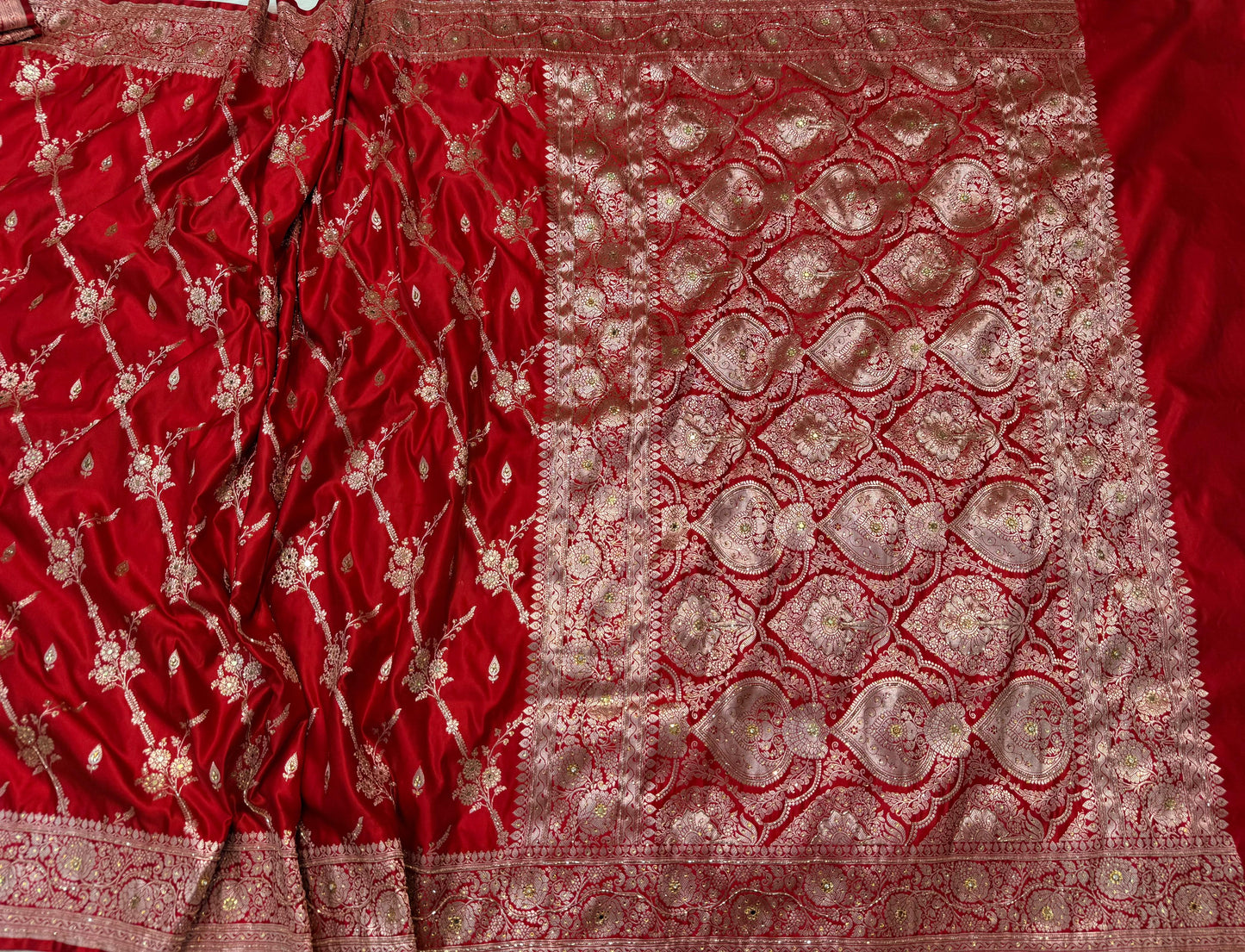 Bridal Mashru ari & stone Silk Banarasi Saree