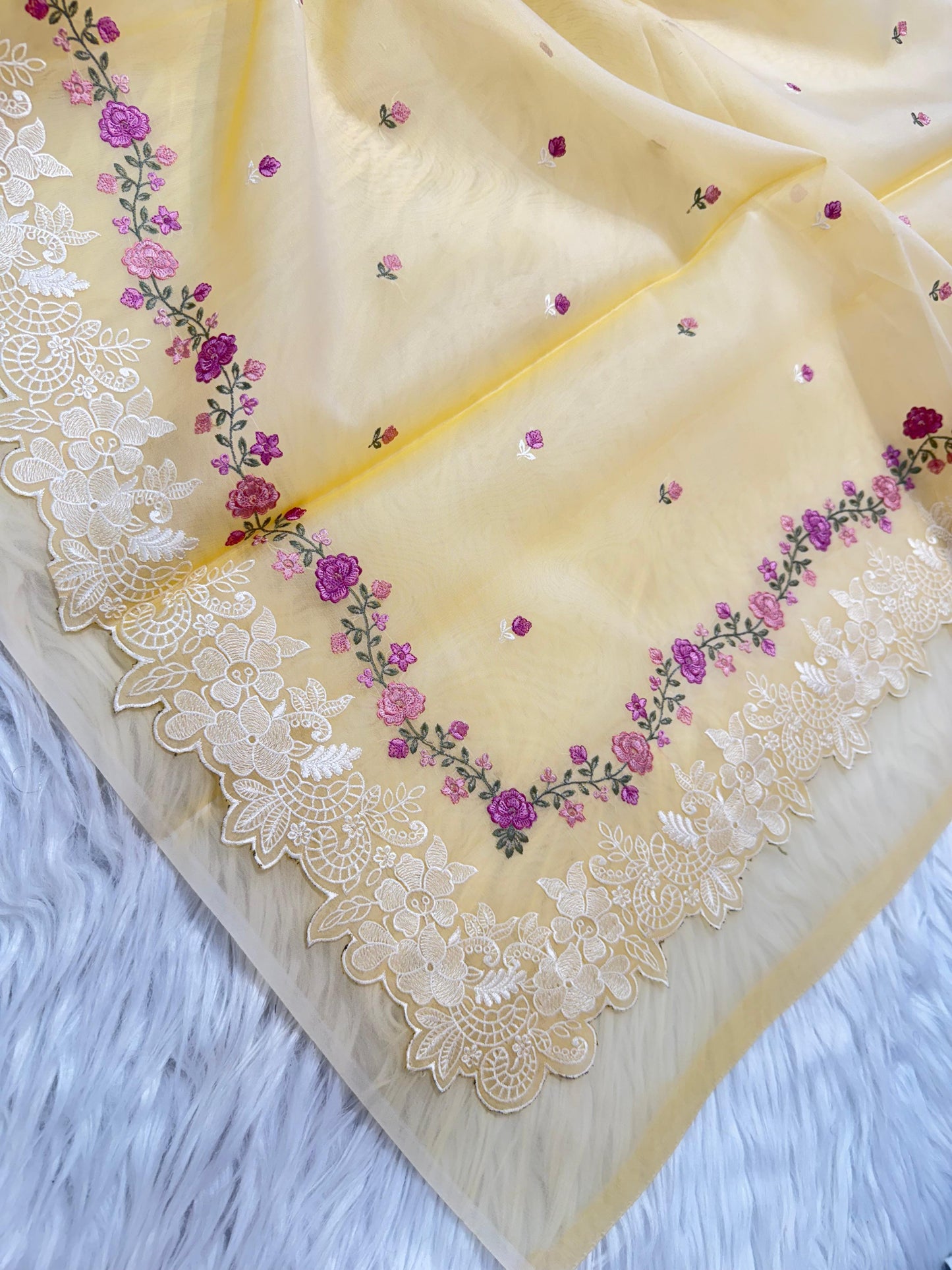 Banarasi kora organza embroidery saree