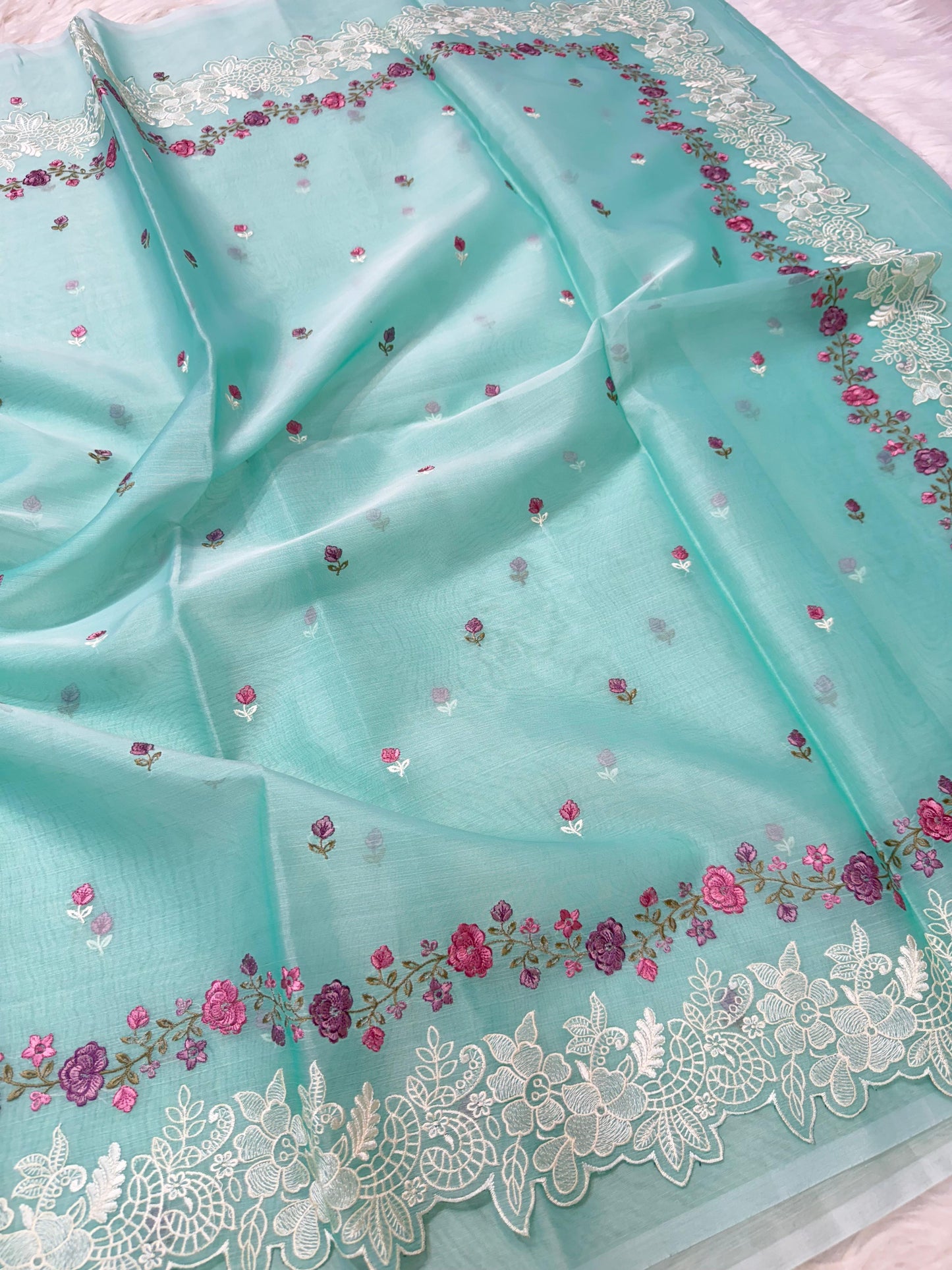 Banarasi kora organza embroidery saree