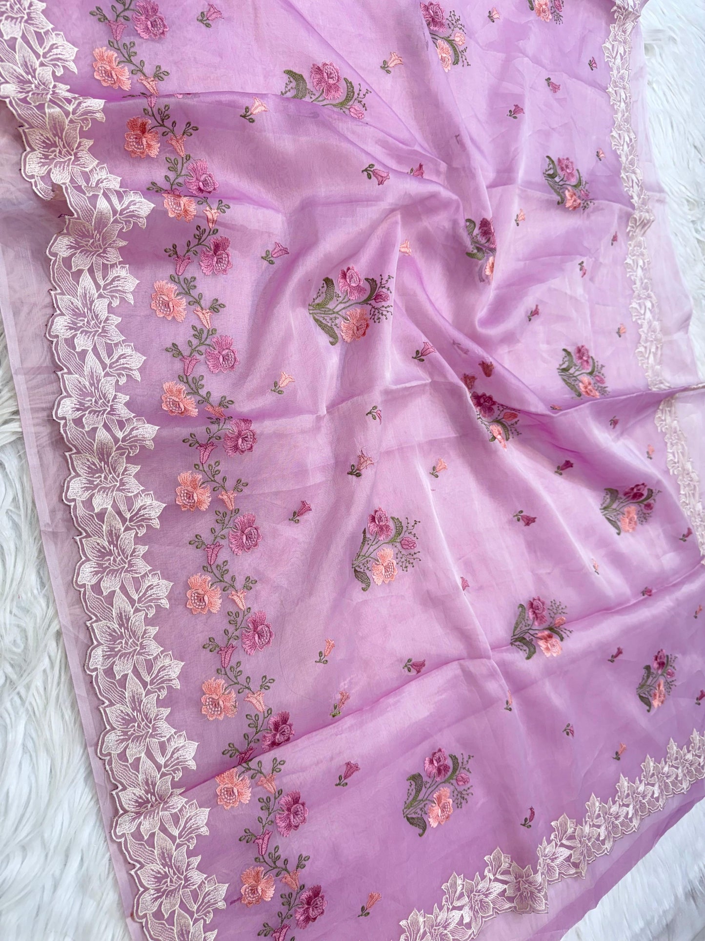 Banarasi kora organza embroidery saree