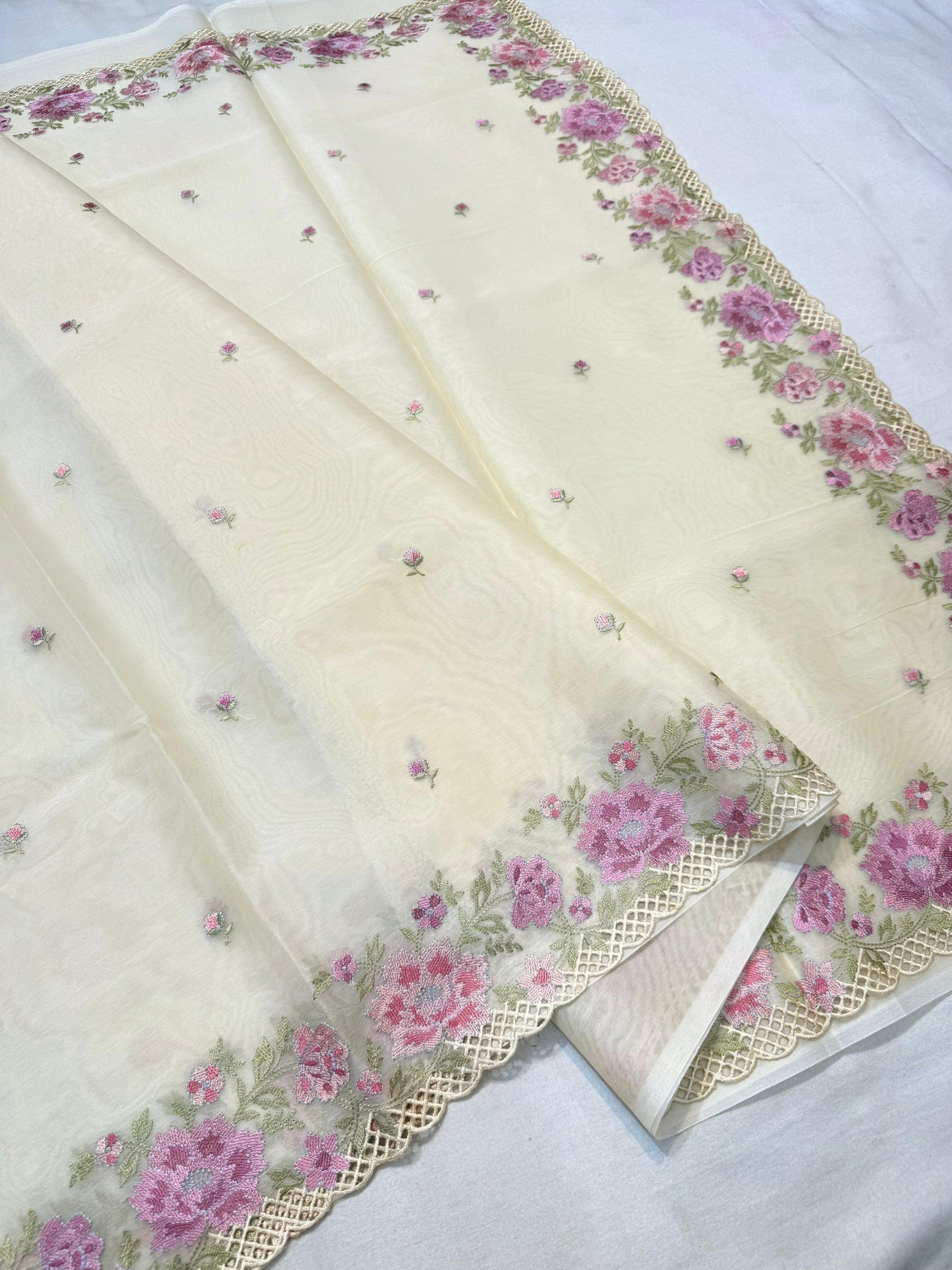 Banarasi kora organza embroidery saree