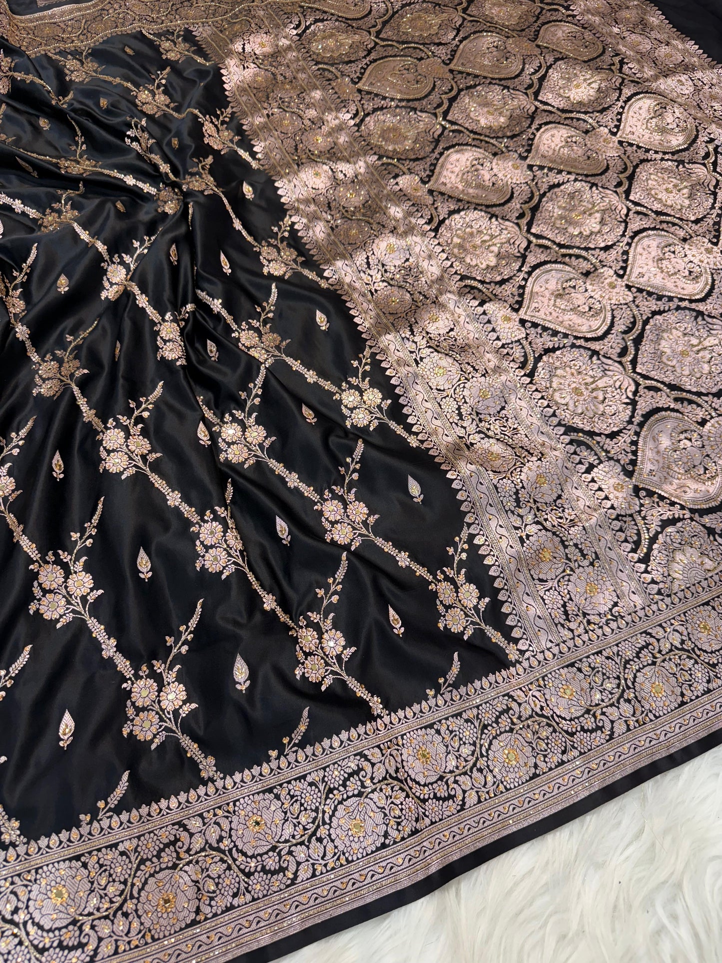 Bridal Mashru ari & stone Silk Banarasi Saree