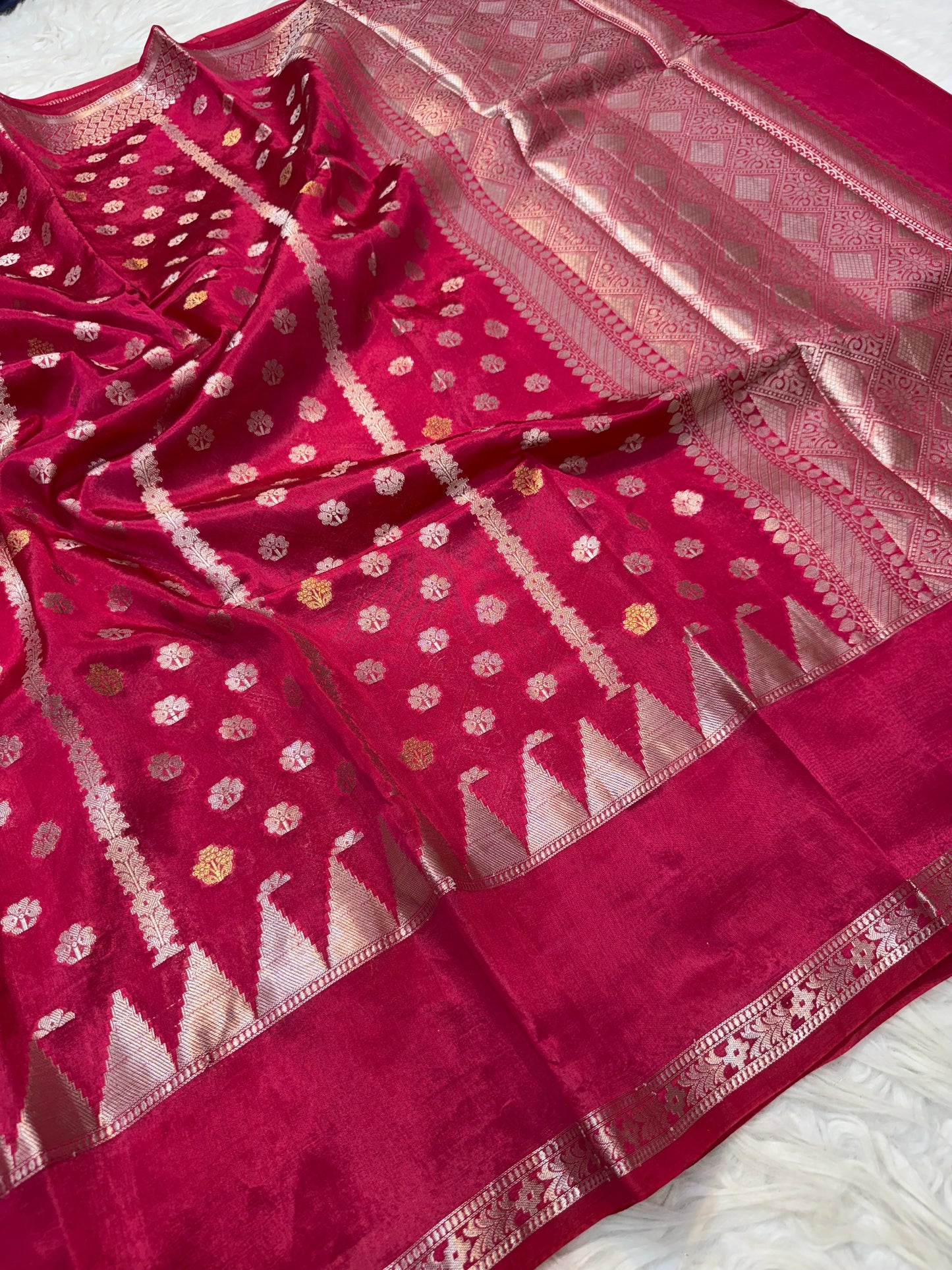 Semi Raw mango soft silk banarasi saree