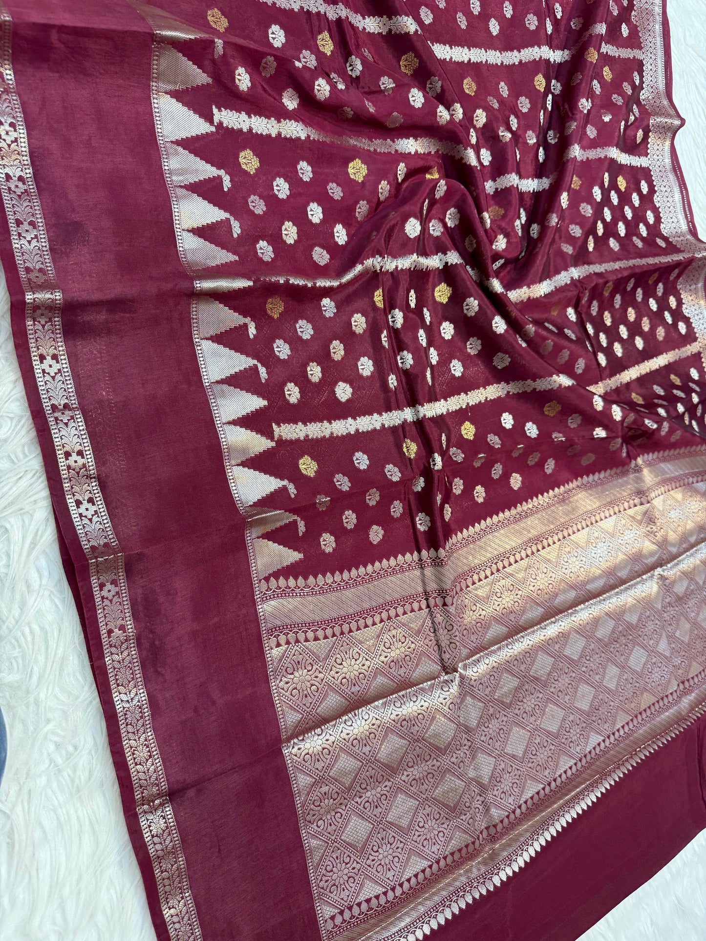 Semi Raw mango soft silk banarasi saree