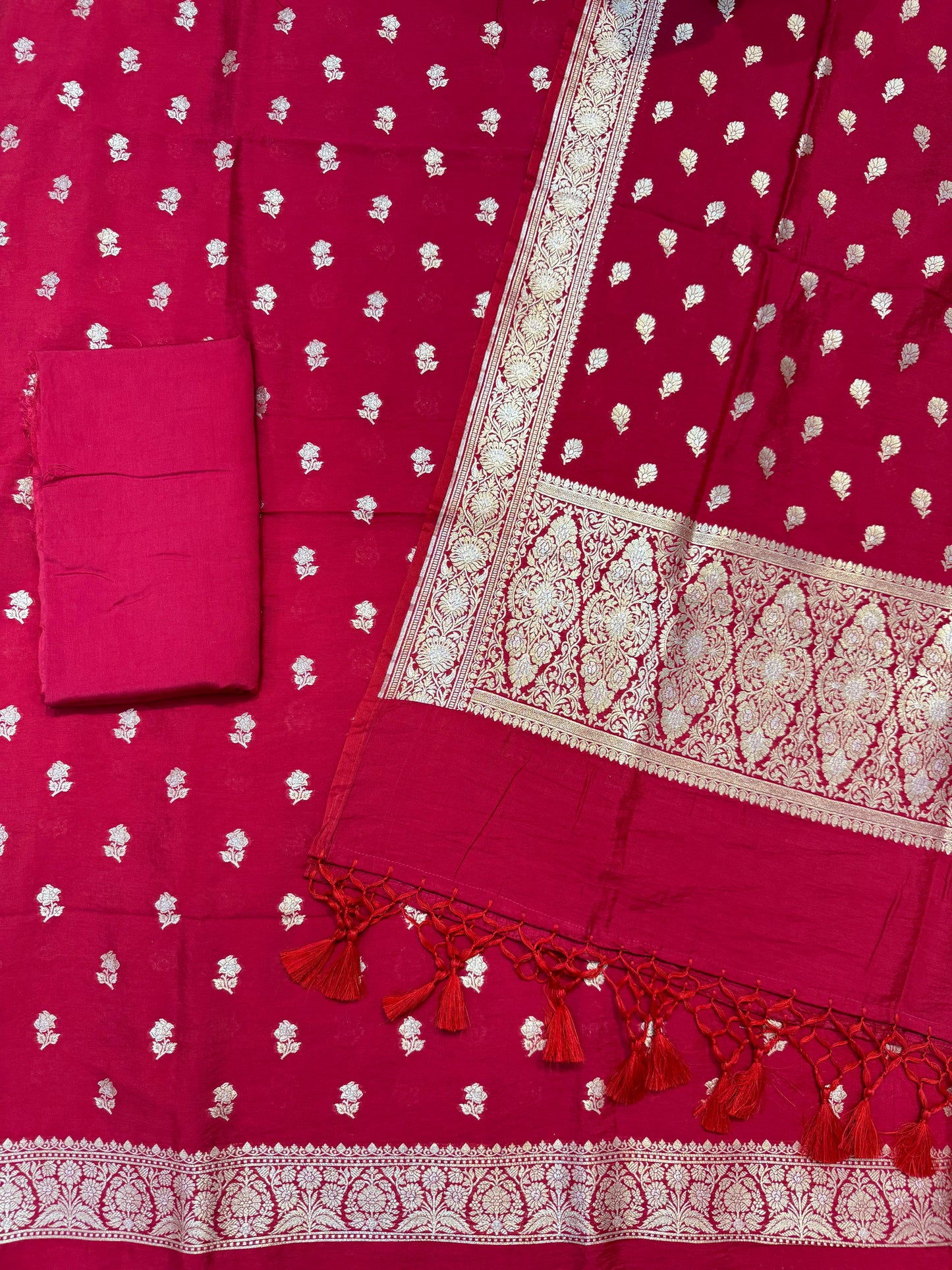 Banarasi semi chiniya silk suit