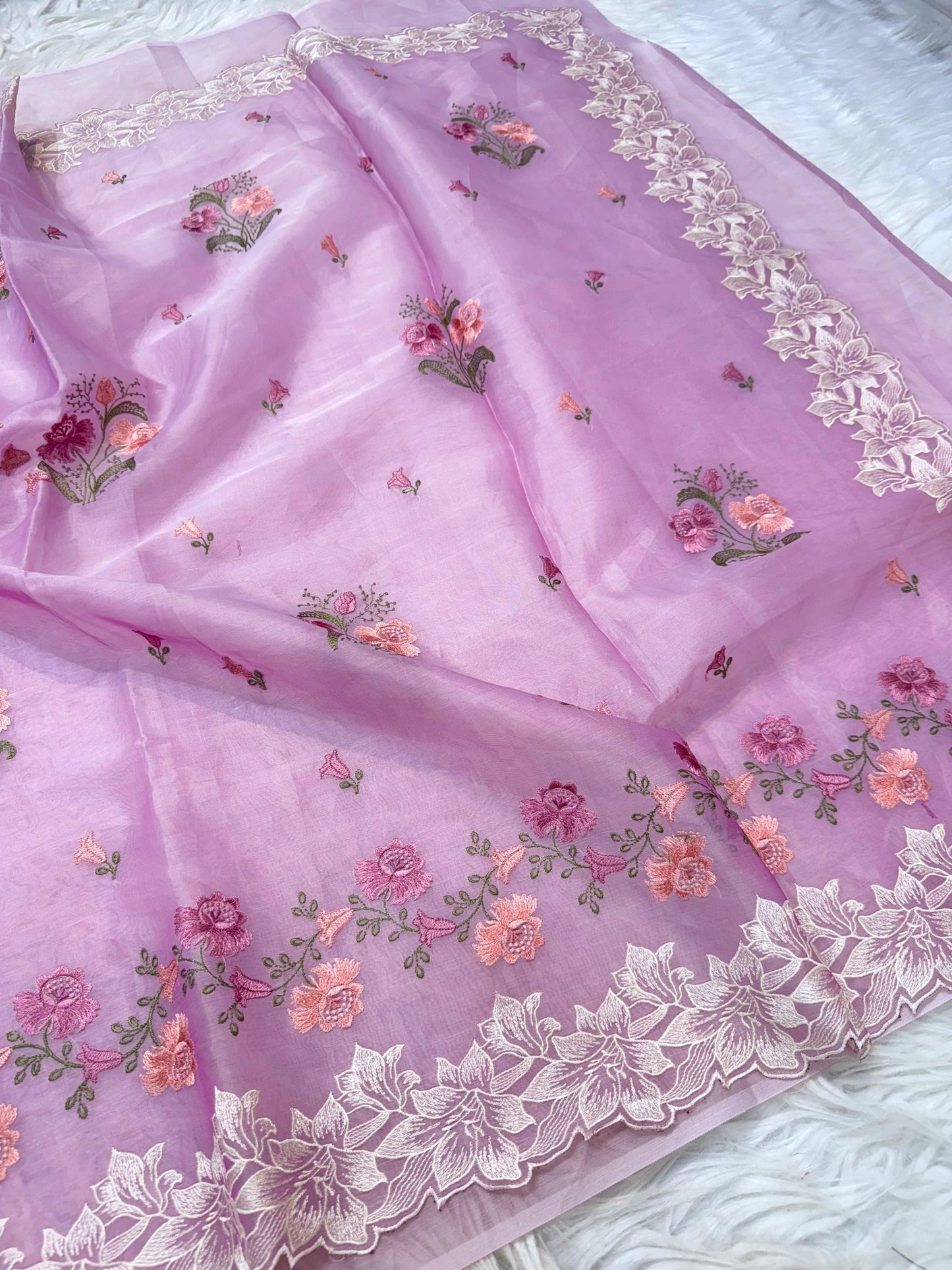 Banarasi kora organza embroidery saree