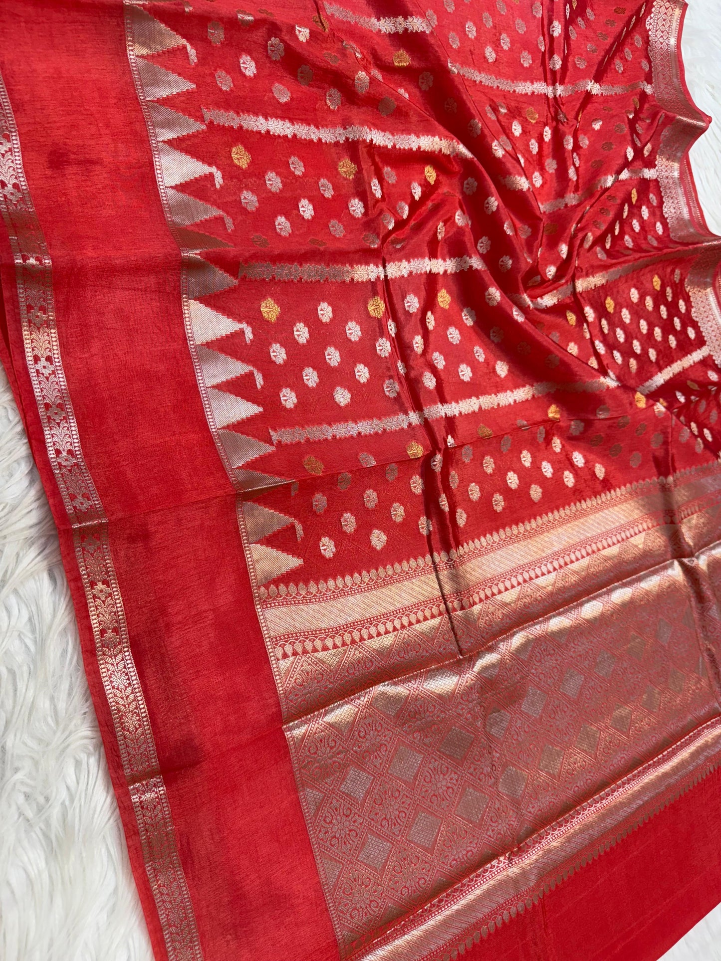 Semi Raw mango soft silk banarasi saree