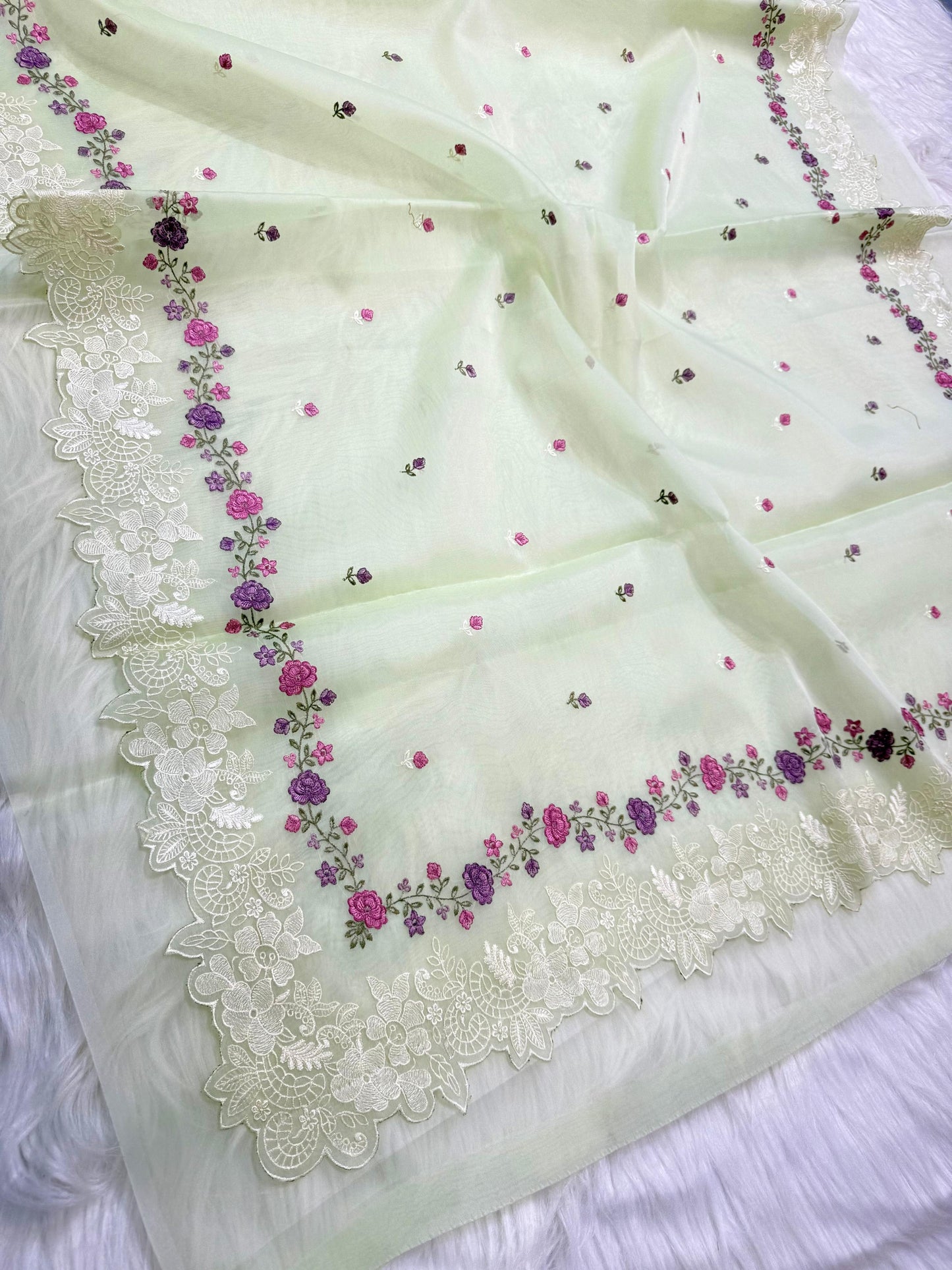 Banarasi kora organza embroidery saree