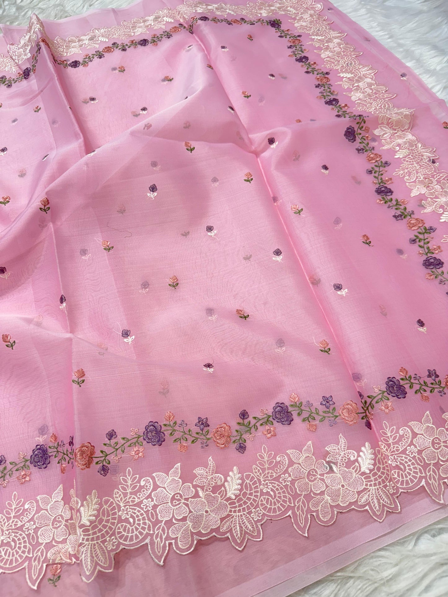 Banarasi kora organza embroidery saree