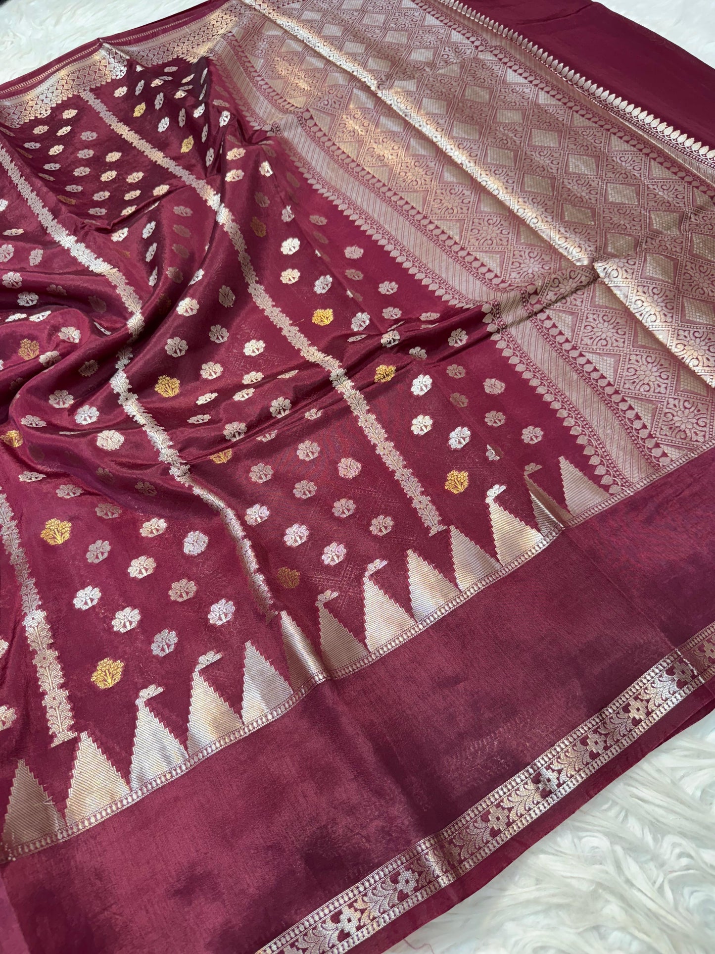 Semi Raw mango soft silk banarasi saree