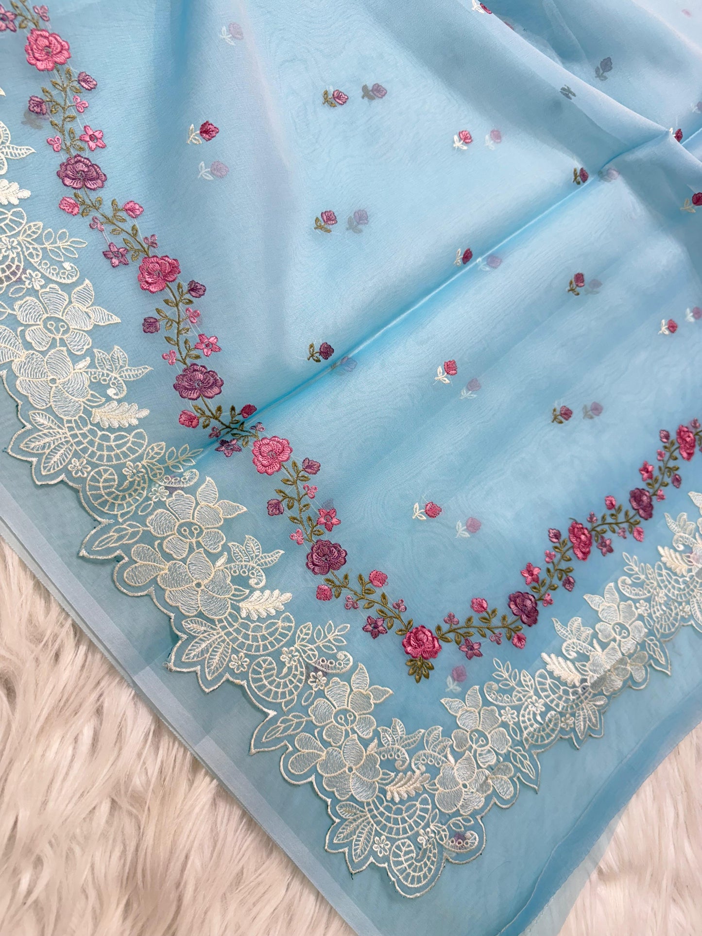 Banarasi kora organza embroidery saree