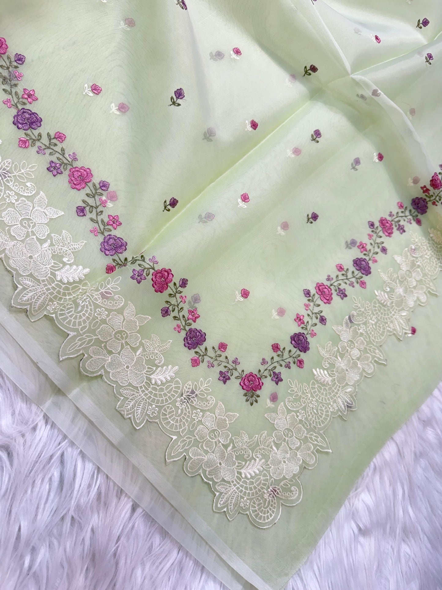 Banarasi kora organza embroidery saree