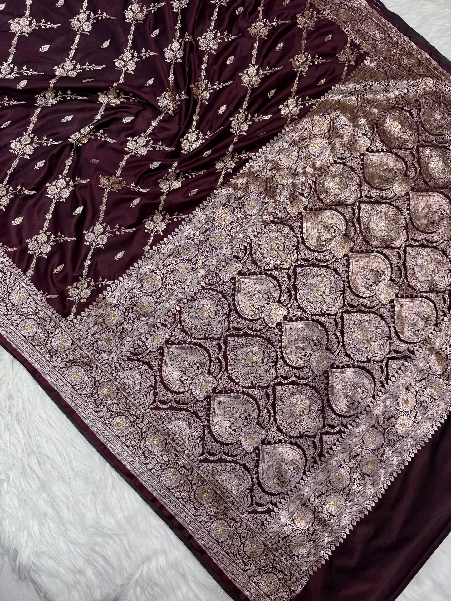 Bridal Mashru ari & stone Silk Banarasi Saree