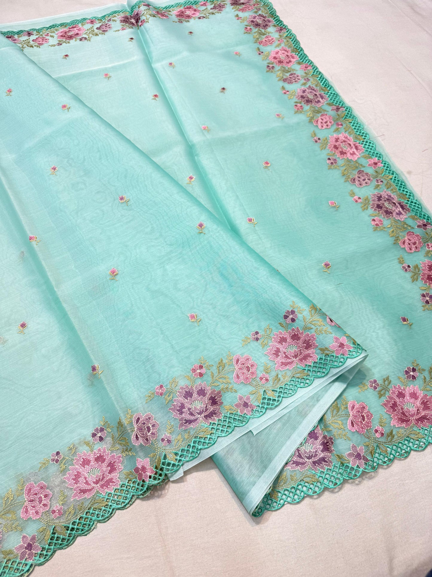 Banarasi kora organza embroidery saree