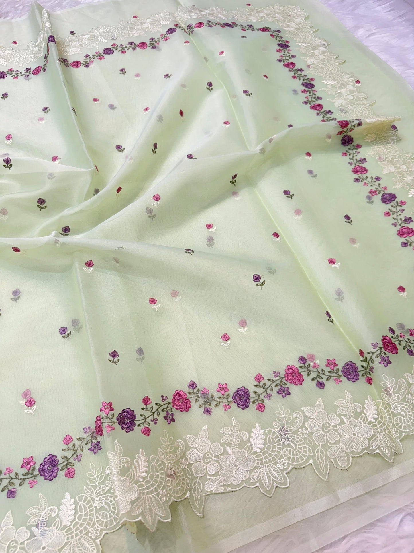 Banarasi kora organza embroidery saree