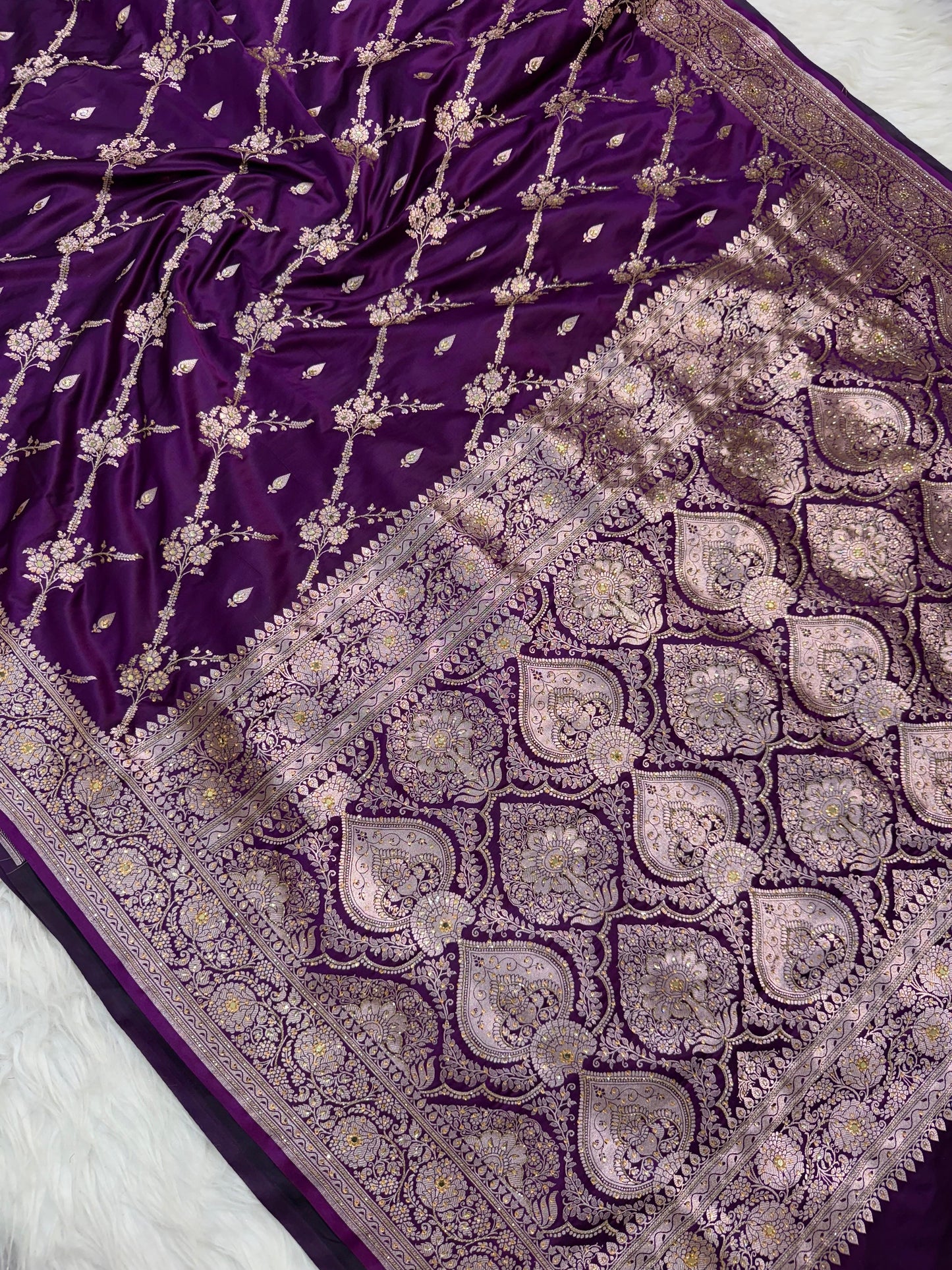 Bridal Mashru ari & stone Silk Banarasi Saree