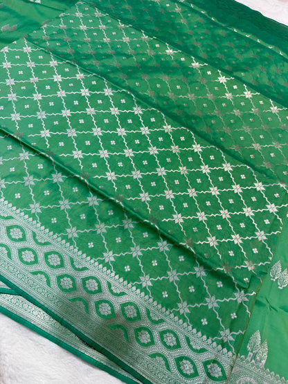 Sea green shade katan Banarasi silk Saree