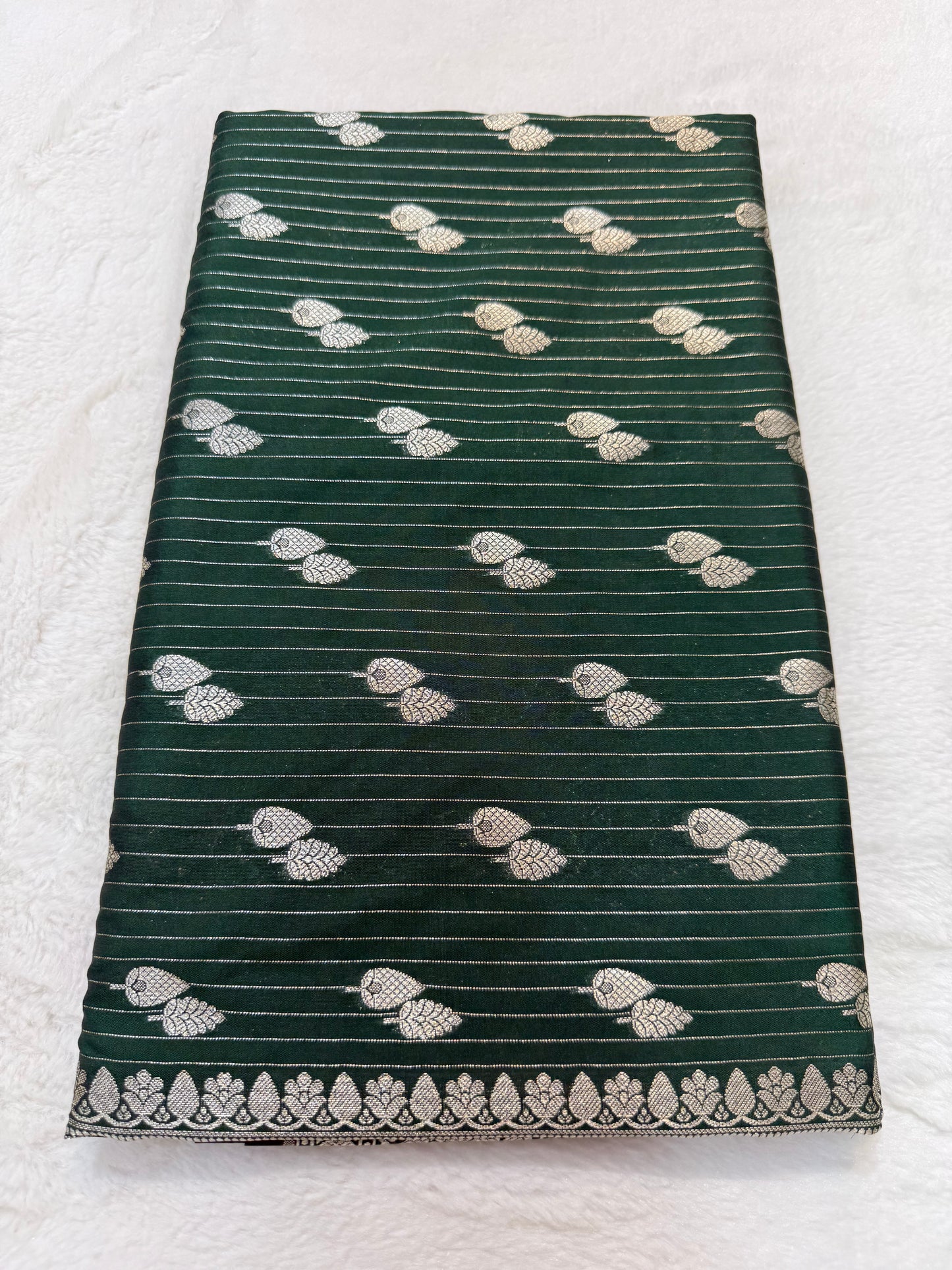 Bottle green shade katan Banarasi silk Saree