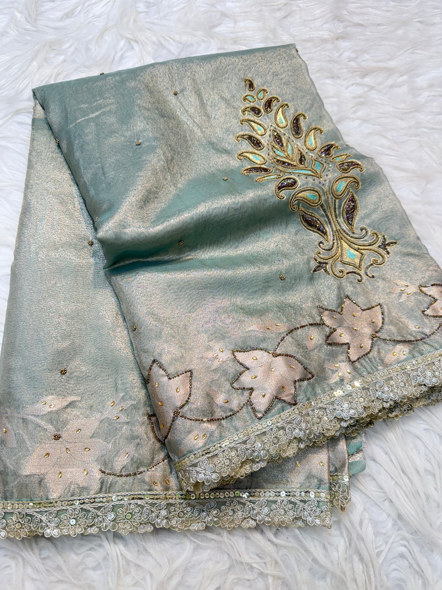 Tissue Aari Work Banarasi silk saree