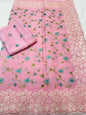 Pink shade organza designer cutwork premium embroidery Banarasi saree
