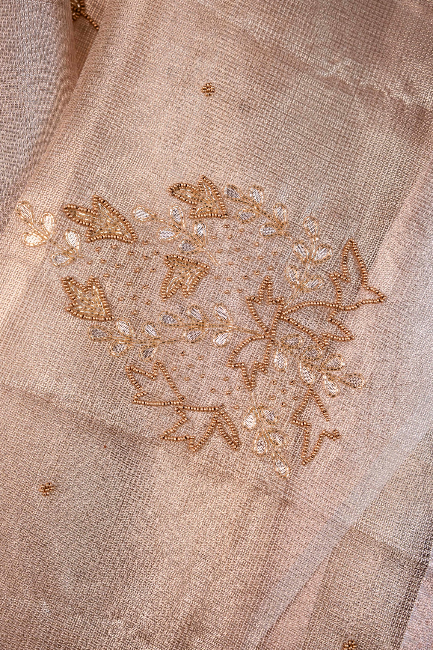 Beige shade tissue designer hand work Banarasi saree