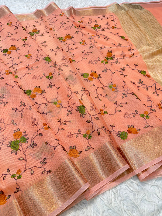 Kota fancy embroidery Banarasi saree