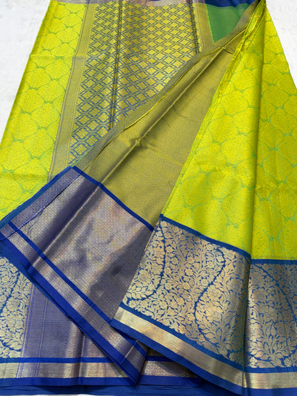 Green blue shade kora silk premium Banarasi saree