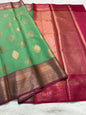 Sea green royal pink cotton silk premium Banarasi saree