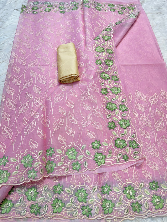 Banarasi kora organza embroidery saree