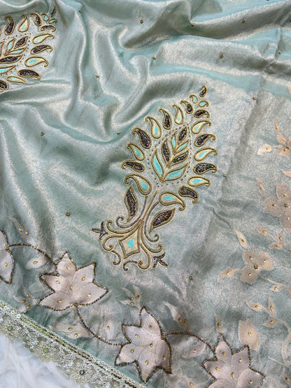 Tissue Aari Work Banarasi silk saree