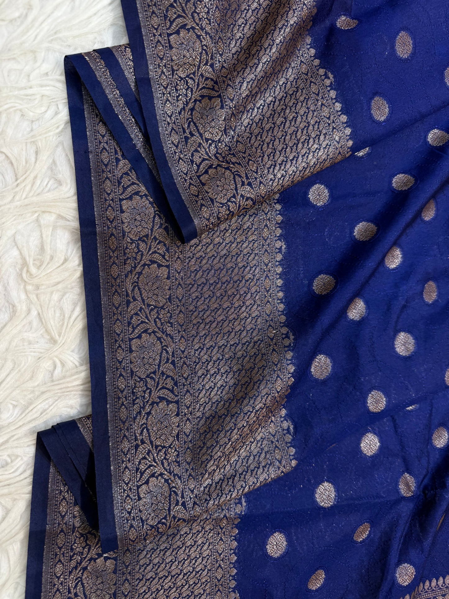 Navy shade Dupion Silk premium Banarasi Saree