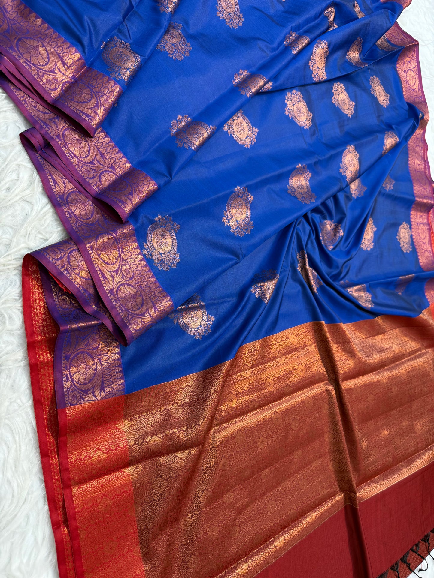 Royal blue magenta shade premium soft silk Banarasi saree