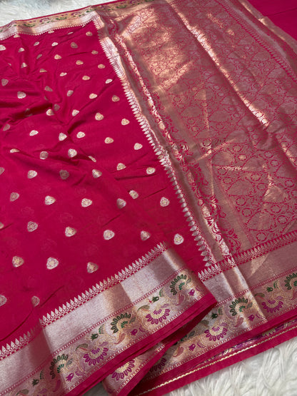 Semi Raw mango soft silk banarasi saree