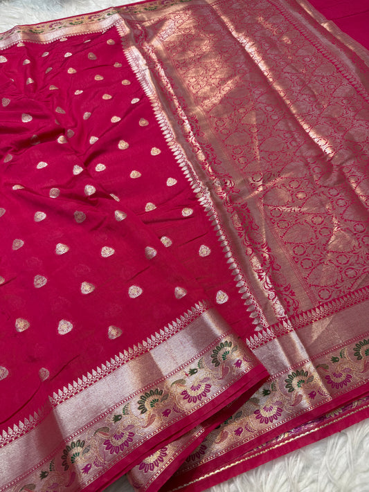 Semi Raw mango soft silk banarasi saree