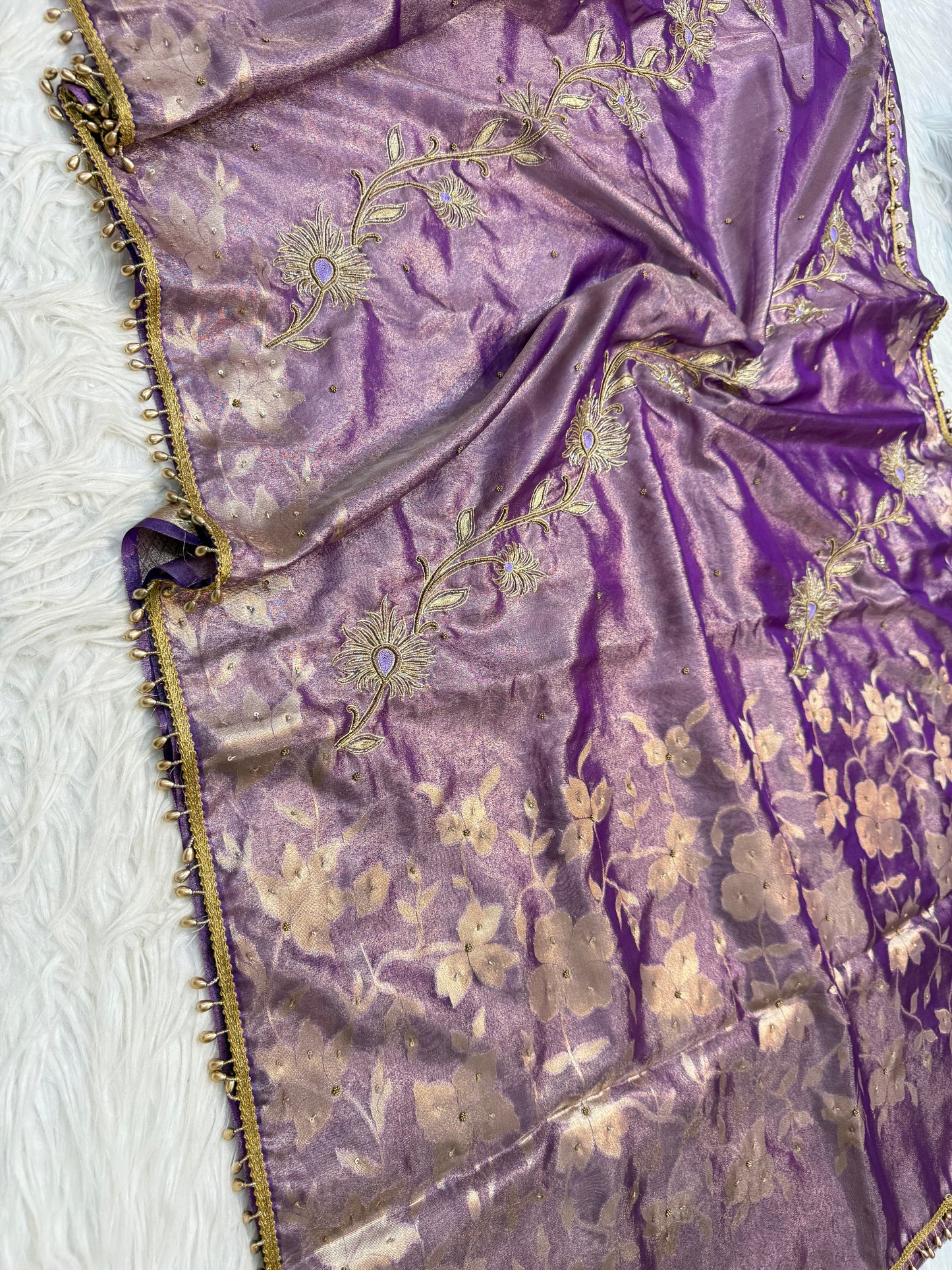 Tissue Aari Work Banarasi silk saree