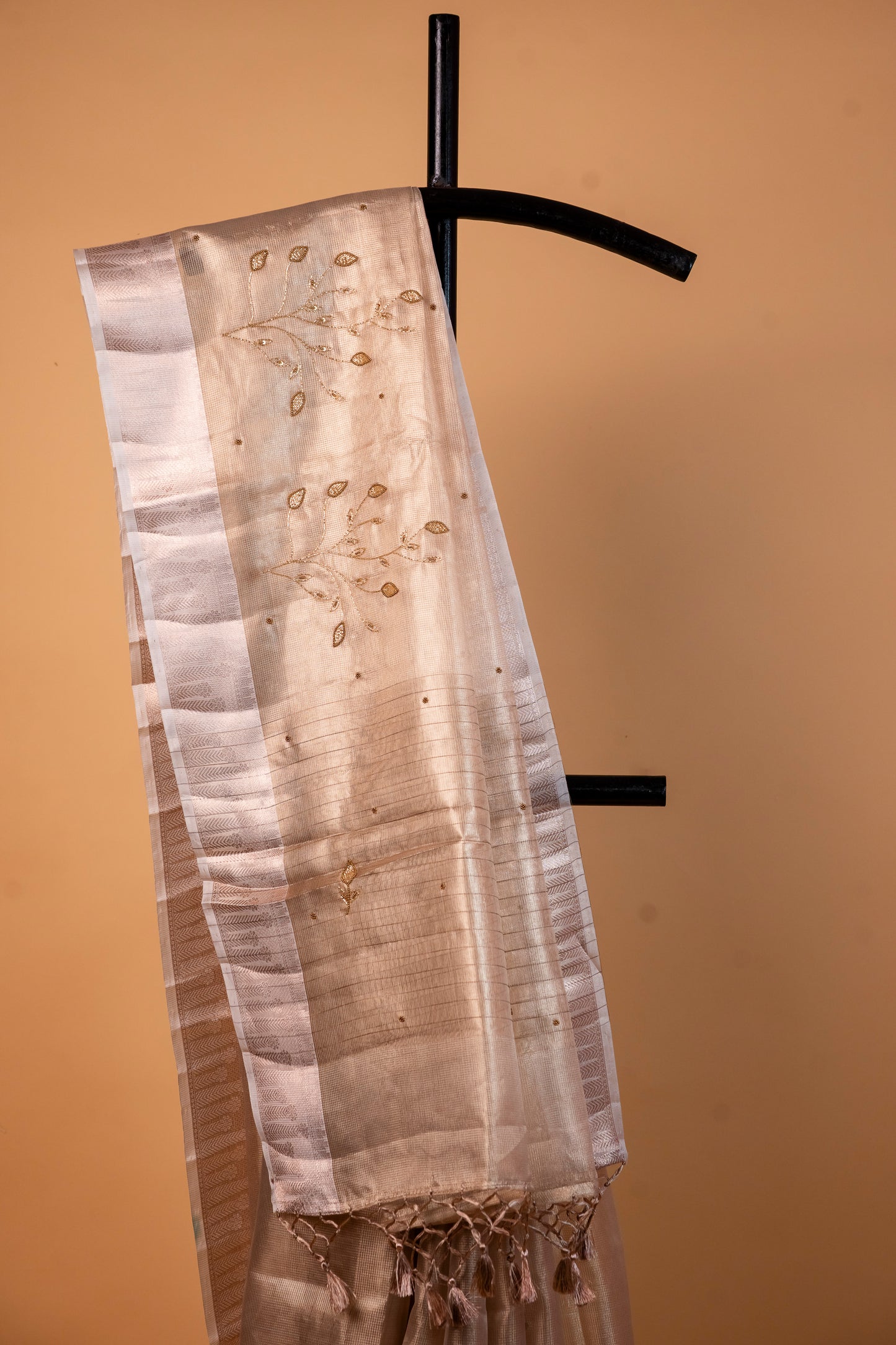 Beige shade tissue designer hand work Banarasi saree