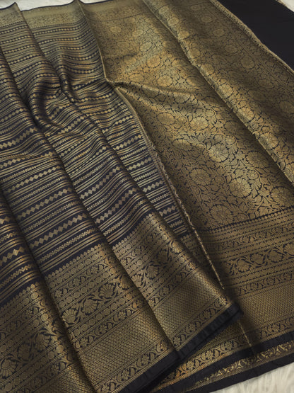 black shade  Dupion Silk premium Banarasi Saree