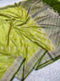 Pista green & mehendi shade premium mashru katan Banarasi saree