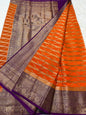 Orange magenta shade georgatte Banarasi saree