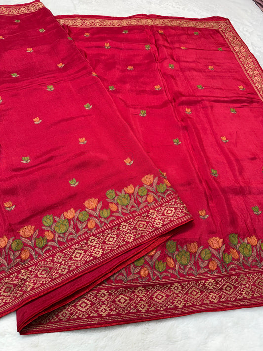 Mharani shade viscose embroidery premium designer saree