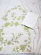 Pista green white shade mul chanderi 3 piece appliqué work banarsi suit