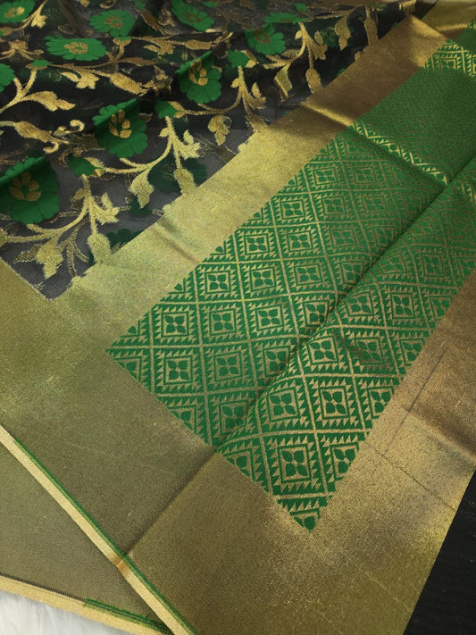 Multicolour shade supernet silk premium  Banarasi saree