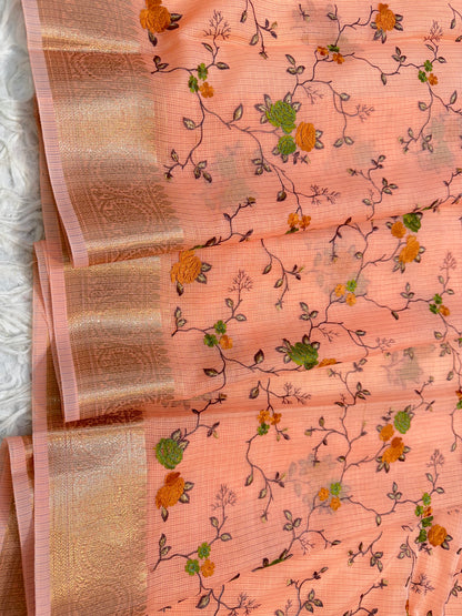 Kota fancy embroidery Banarasi saree