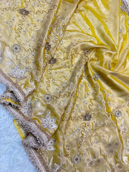 Tissue Aari Work Banarasi silk saree