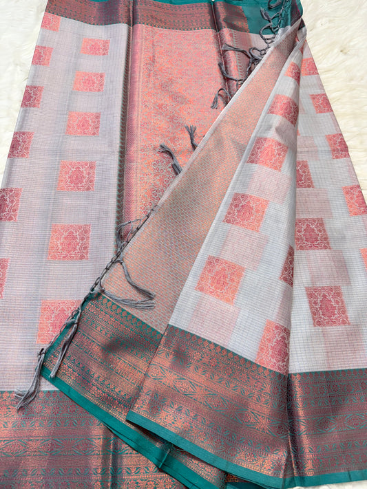 Grey shade kota silk premium Banarasi saree