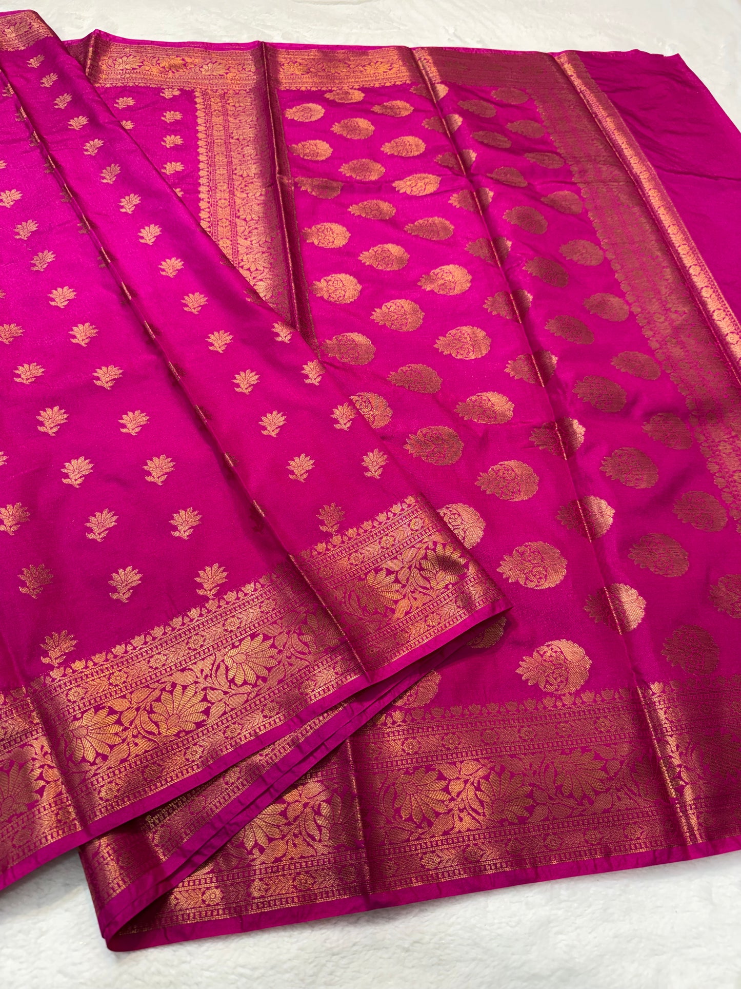 Royal pink  shade Dupion Silk premium Banarasi Saree