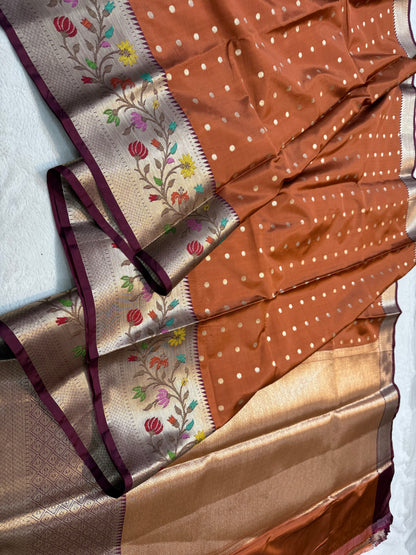 Maroon Soft Silk Pathni Border Premium Banarasi Saree