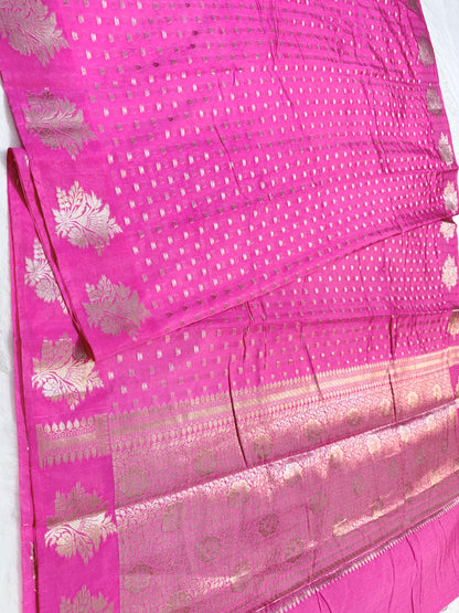 Royal pink   shade raw mango premium Banarasi saree